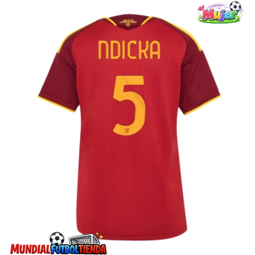 Camiseta AS Roma Evan Ndicka #5 Primera Equipación Replica 2026-27 para mujer mangas cortas